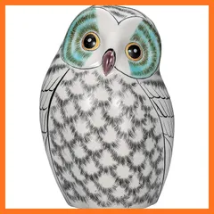 【新品】 九谷焼 ふくろう 置物 開運 厄除け 高さ17cm 6号 白 K9-1699 0