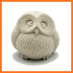 【新品】 HU貿易 ふくろう (総高6cm、幅7cm、奥行6cm) フクロウ 夜警見守 木彫 置物 風水 縁起物 桧木製 g18244 0