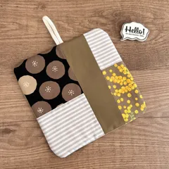 No.122 裏も可愛い♡パッチワークポットマット✴︎ミモザ