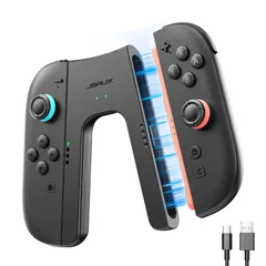 V字型 プレイしながら充電可能・JoyCon ジョイコン2充電グリップ 2に対応 2アクセサリ・充電式コントローラーホルダー・マグネット式固定・充電指示LED付・USB Switch Cケーブル付 充電グリップ ※本製品は電池を内蔵しておらず、USB給電が必要