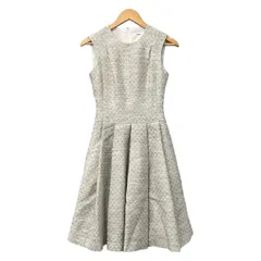 Rene(ルネ) ワンピース サイズ34 S レディース美品  - アイボリー クルーネック/ノースリーブ/ひざ丈/ツイード/TISSUE