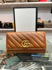 グッチ GG マーモント ジッパー長財布 ブラウン