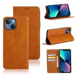5色 スタンド機能付き マグネット ケース (iPhone13mini ケース ケース 耐衝撃 財布型 用 用 カード収納 PUレザー ケース カバー 手帳型 手帳型 手帳型) mini mini 13 (ライトブラウン) iPhone iPhone13 適用