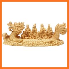 [Brand New] Seven Lucky Gods Treasure Ship Artwork High-Quality Natural Boxwood Carving Auspicious Item Ornament Wooden Sculpture Academic Success Housewarming Gift Buddhist Statue God of Fortune Gods Wooden Carving of the Seven Lucky Gods (Height 7 x Width 20.0 x Depth 5cm) Lucky Seven Lucky Gods Treasure Ship [Auspicious] (Shichifuku Takarabune) 1