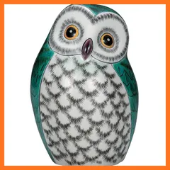 【新品】 九谷焼 ふくろう 置物 開運 厄除け 高さ17cm 6号 緑釉彩 K9-1702 0