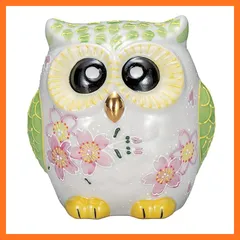 【新品】 九谷焼 ふくろう 置物 開運 厄除け 高さ10cm 3.5号 桜 K9-1683 0