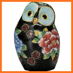 【新品】 九谷焼 ふくろう 置物 開運 厄除け 高さ17cm 6号 牡丹 K9-1701 0