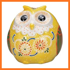 【新品】 九谷焼 ふくろう 置物 開運 厄除け 高さ7.5cm 2.5号 黄盛 K9-1685 0