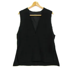 スピックアンドスパン ベスト ジャケット アウター Vネック ツイード フリンジ レディース ﾌﾘｰサイズ ブラック Spick and Span 【中古】