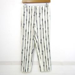 マックスマーラ パンツ ボトムス テーパード ロープ柄 イタリア製 レディース 36サイズ 白×紺 MAX MARA 【中古】