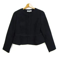 ナチュラルビューティーベーシック ノーカラージャケット アウター ショート丈 フォーマル レディース Sサイズ ネイビー NATURAL BEAUTY BASIC 【中古】