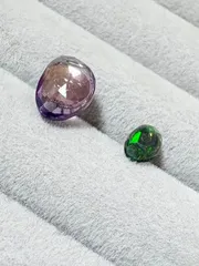 宝石質アメジスト×ブラックオパールAAA ピアス フリーフォーム ローズカット アシンメトリー サージカルステンレス 18Kメッキ