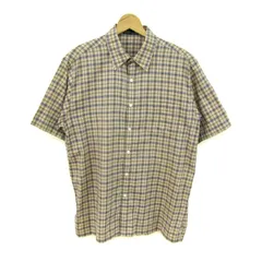 ダックス 半袖シャツ トップス チェック柄 コットン 日本製 メンズ Lサイズ ベージュ×青 DAKS 【中古】