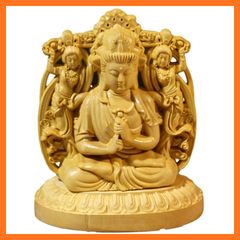 【新品】 Sugarello 大日如来 仏像 木彫り 如来像 ツゲの木彫り 高級木彫り 両面彫刻 仏教美術 仏壇仏像 開運 厄除け 高さ8.5cm