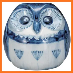 【新品】 九谷焼 ふくろう 置物 開運 厄除け 高さ6.5cm 2.2号 染付 K9-1679 0