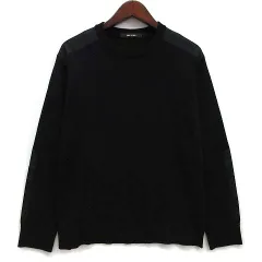 コムサメン COMME CA MEN クルーネック アーミー ニット セーター ショルダーパッチ ブラック 黒 M 07-34KW16のサムネイル