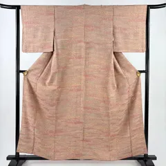 小紋 身丈159cm 裄丈63.5cm S 袷 陶彩染 幾何学 ピンクベージュ 正絹 秀品 【中古】