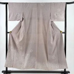 付下げ 身丈151cm 裄丈64cm M 袷 楓 幾何学模様 灰紫 正絹 秀品 【中古】