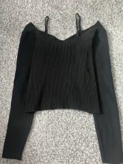 ニット キャミソール ブラック 長袖 セット