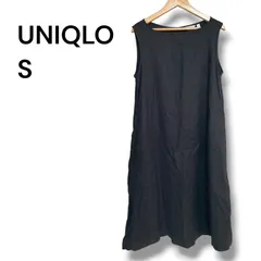 a1781　UNIQLO ユニクロ リネンブレンド Aラインワンピース ノースリーブ ブラック S