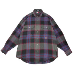 90s TOMMY HILFIGER トミーヒルフィガー チェック ネルシャツ メンズ Mサイズ グレー×パープル 【送料込み】