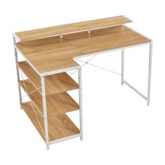 数量限定セール」 【ホワイト】パソコンデスク L字 120cm 2段ラック付