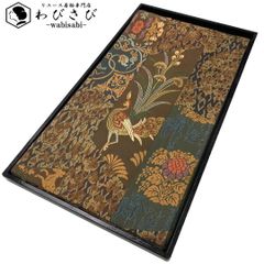名古屋帯 博多織 恵比須細工 残布付 格子柄 抽象花模様小紫色 O-4766 名古屋帯 博多織 恵比須細工 残布付 格子柄 抽象花模様小紫色 O-4766の