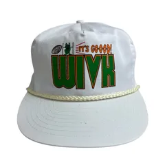 【キャップ/帽子】WIVK (ウィック) ビンテージトラッカーキャップ　紐付き　ラジオ局　デカロゴ　ホワイト　白