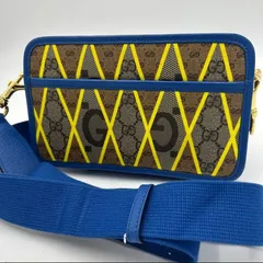 GUCCI GGスプリーム ショルダーバッグ グッチ　レザー　ブルー　GG ロゴ