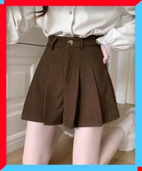 新品 コーデュロイ ショートパンツ レディース 韓国ファッション 秋 細見えボトムス春秋 プリーツキュロット 【 送料無料 】