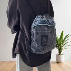 ナップサック　デニムリメイク　Y2K　リュック　バックパック　ハンドメイド　星柄