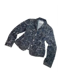 美品【mila schön】立体フリンジ加工 イタリア製の高級生地 デニムジャケット