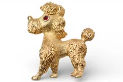 クリスチャンディオール ピンブローチ Christian Dior ヴィンテージ トイプードル 犬モチーフ ラインストーン ゴールド【中古】