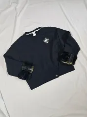 XL NIKE レディース CHECK ファー トリミング ボタン ディテール スウェットシャツ