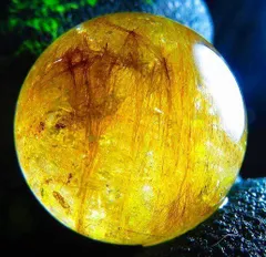 超金運上昇★天然水晶★ルチルクォーツ ★台付き★丸玉22mm★tｋ4281