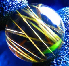 超金運上昇★天然水晶★ルチルクォーツ ★台付き★丸玉16mm★tｋ4298