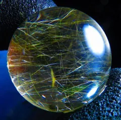 超金運上昇★天然水晶★ルチルクォーツ ★台付き★丸玉25mm★tｋ4325