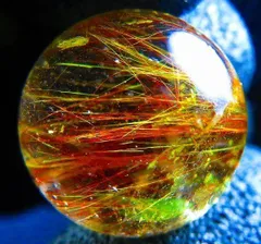 超金運上昇★天然水晶★ルチルクォーツ ★台付き★丸玉18mm★tｋ4308