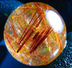 超金運上昇★天然水晶★ルチルクォーツ ★台付き★丸玉24mm★〇tｋ4316