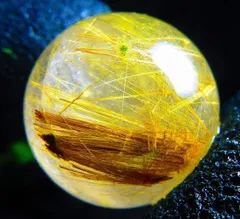 超金運上昇★天然水晶★ルチルクォーツ ★台付き★丸玉19mm★tｋ4307