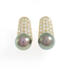 K18YG 黒蝶パール ピアス 9.3mm