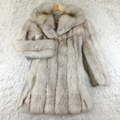 着丈76cm　ブルーフォックス ファーコート  リアルファー レザー切替 貂 本毛皮 レディース アウター ミドルコート ハーフコート 狐 FOX
