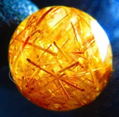 超金運上昇★天然水晶★ルチルクォーツ ★台付き★丸玉18mm★tｋ4226