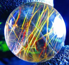 超金運上昇★天然水晶★ルチルクォーツ ★台付き★丸玉19mm★tｋ4227