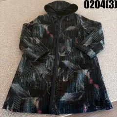 99 新疆式 エスニック パータン フード裏地 WHO ロング コート（ボタンx）0204(3)