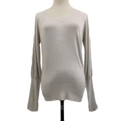 イネド INED セーター ニット プルオーバー Vネック 薄手 無地 長袖 9 ベージュ