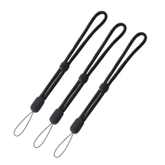 [QIKEJI] ストラップ手首 スマホ ストラップ 手首 黒 3本セット 携帯ストラップ・マスコットハンドストラップ 落下防止 長さ 調整可能 シンプル、安全、耐久性に 携帯電話リストバンド