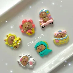 【s010】1セット 6個入り 150円 カピバラ デコパーツ ホイップ ホイップデコ ハンドメイド 資材 ゆめかわ アニマル DIY