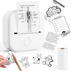 Memoking T02 ミニプリンター サーマルプリンター スマホ対応 感熱 携帯プリンタ ステッカー印刷 メモ作成 シール印刷機 勉強用 203dpi スマホ専用 モノクロ フォトプリンター 充電式 ギフト 葉書 写真 メモ 手帳 リスト a1fd8842