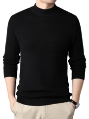 秋服 オシャレ メンズ メンズ ビジネス 冬服 カジュアル 暖かい 無地 大きいサイズ リブ編み 防寒 ニット 長袖 スリム ハイネック トップス セーター 春秋冬 [Drsshnx]